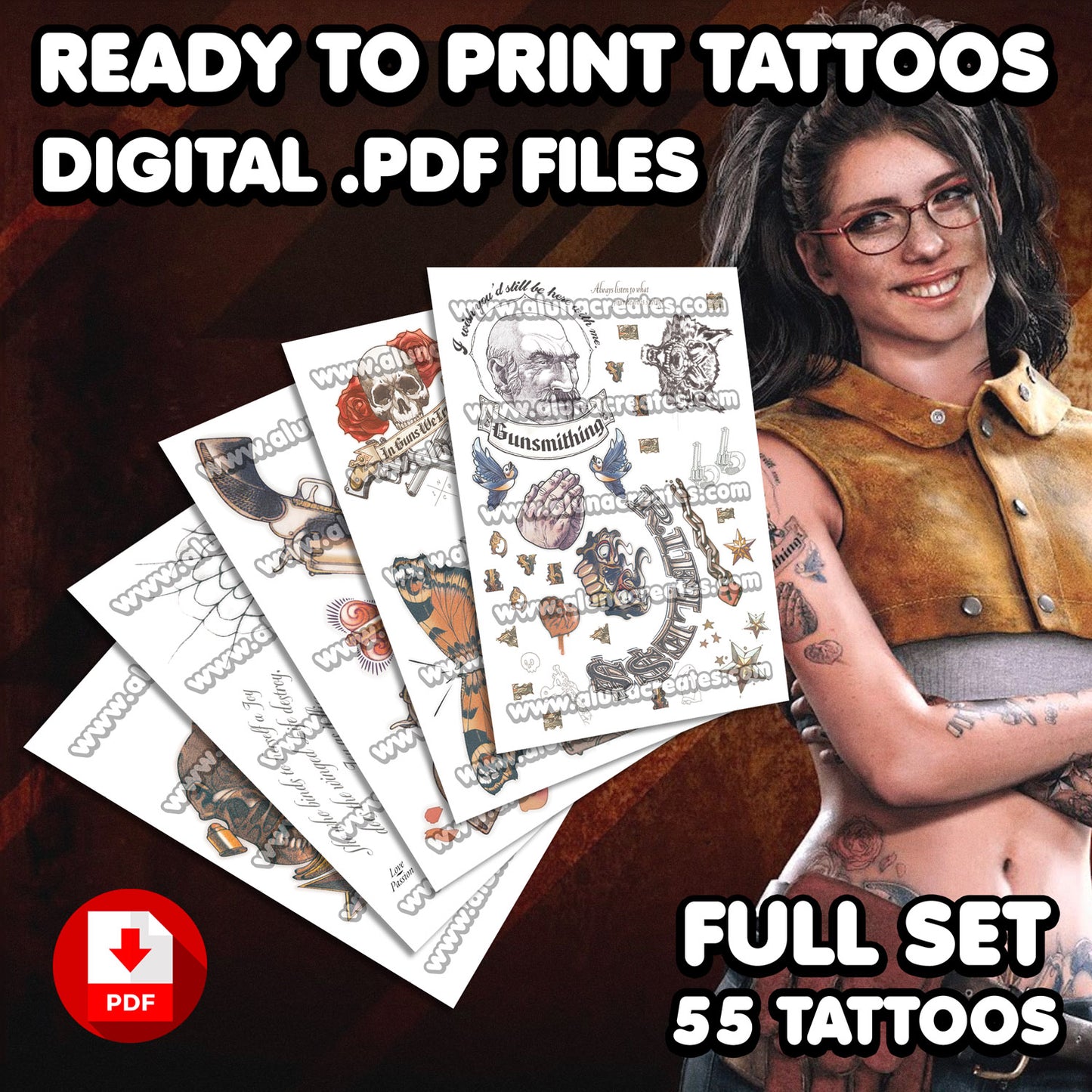 Nico Goldstein - Devil May Cry 5 | READY TO PRINT .PDF TATTOOS | FULL SET - AlunaCreates