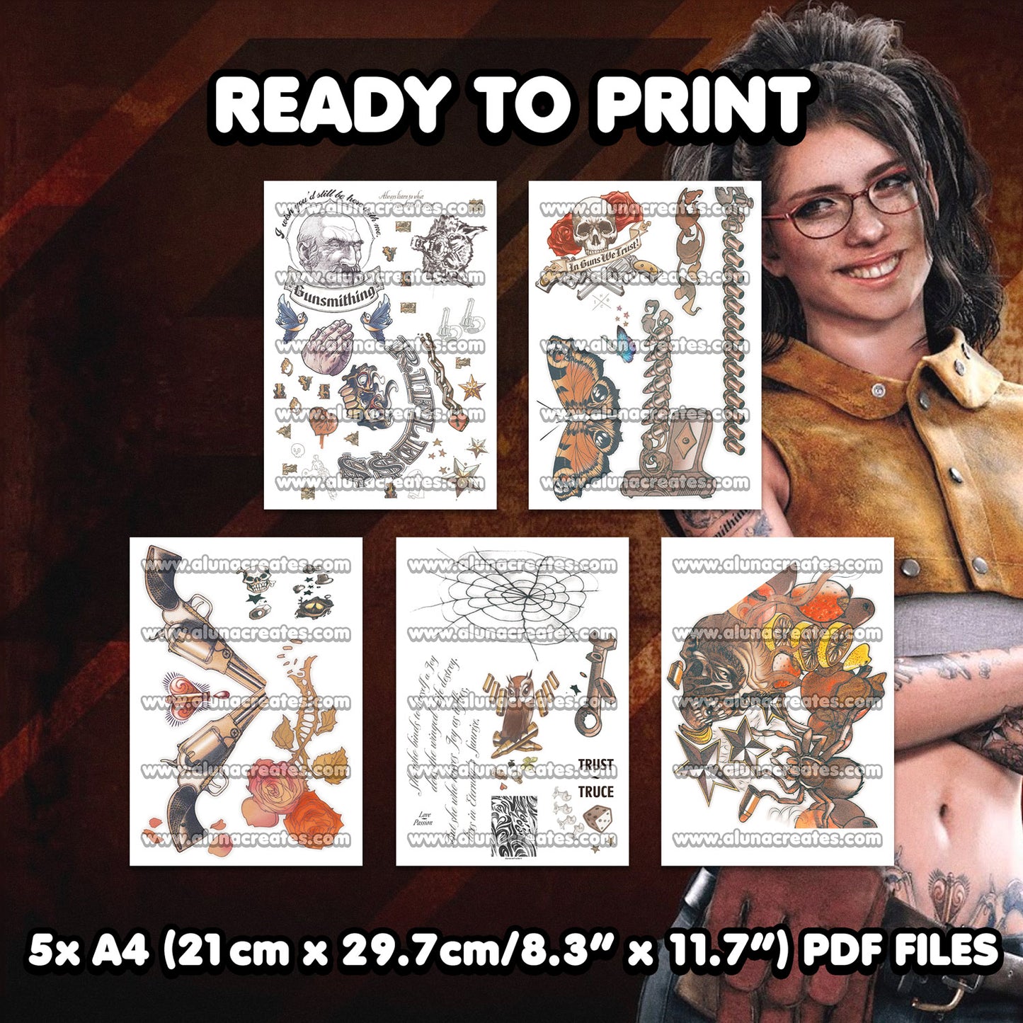 Nico Goldstein - Devil May Cry 5 | READY TO PRINT .PDF TATTOOS | FULL SET - AlunaCreates