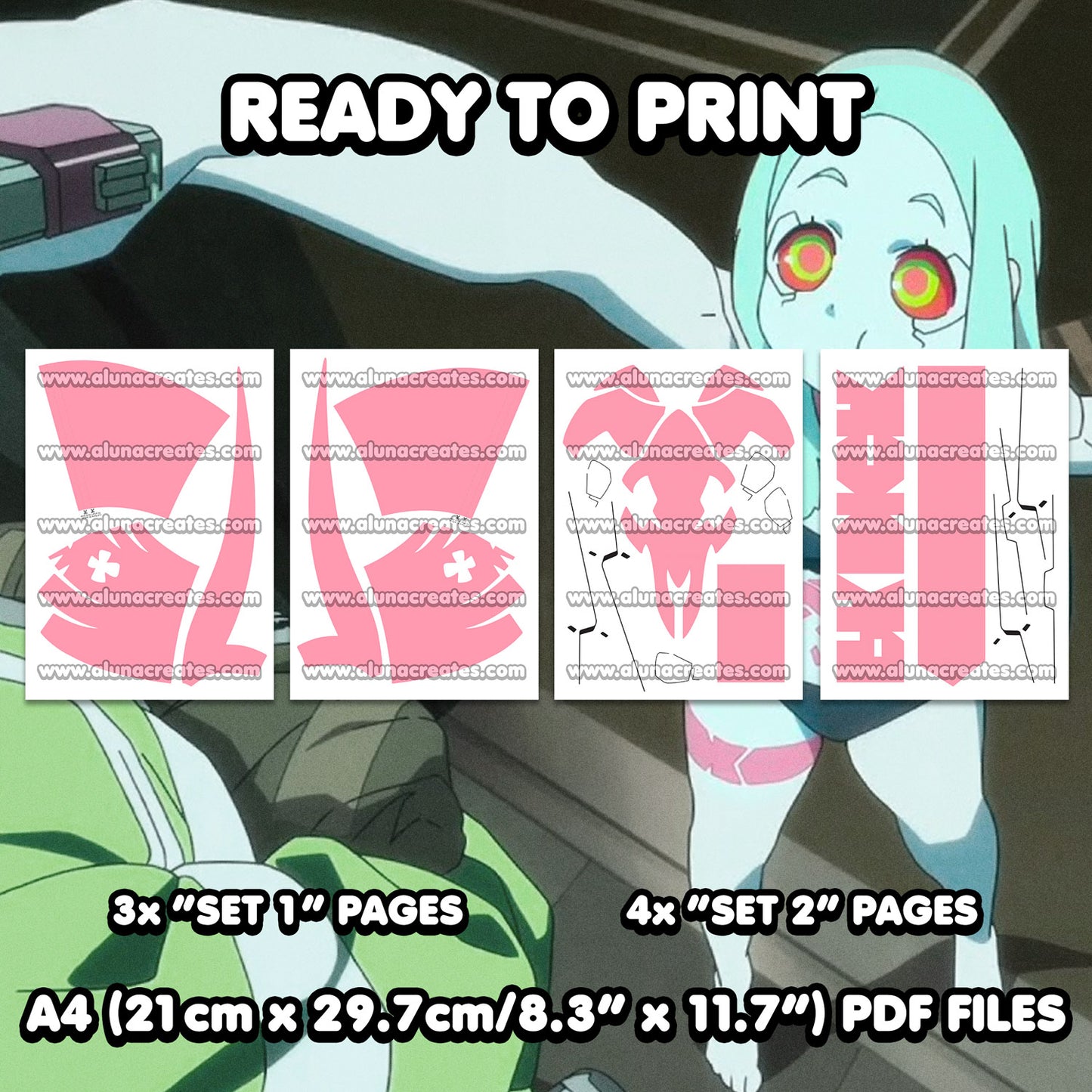 Rebecca - Cyberpunk: Edgerunners | READY TO PRINT .PDF TATTOOS | FULL SET - AlunaCreates