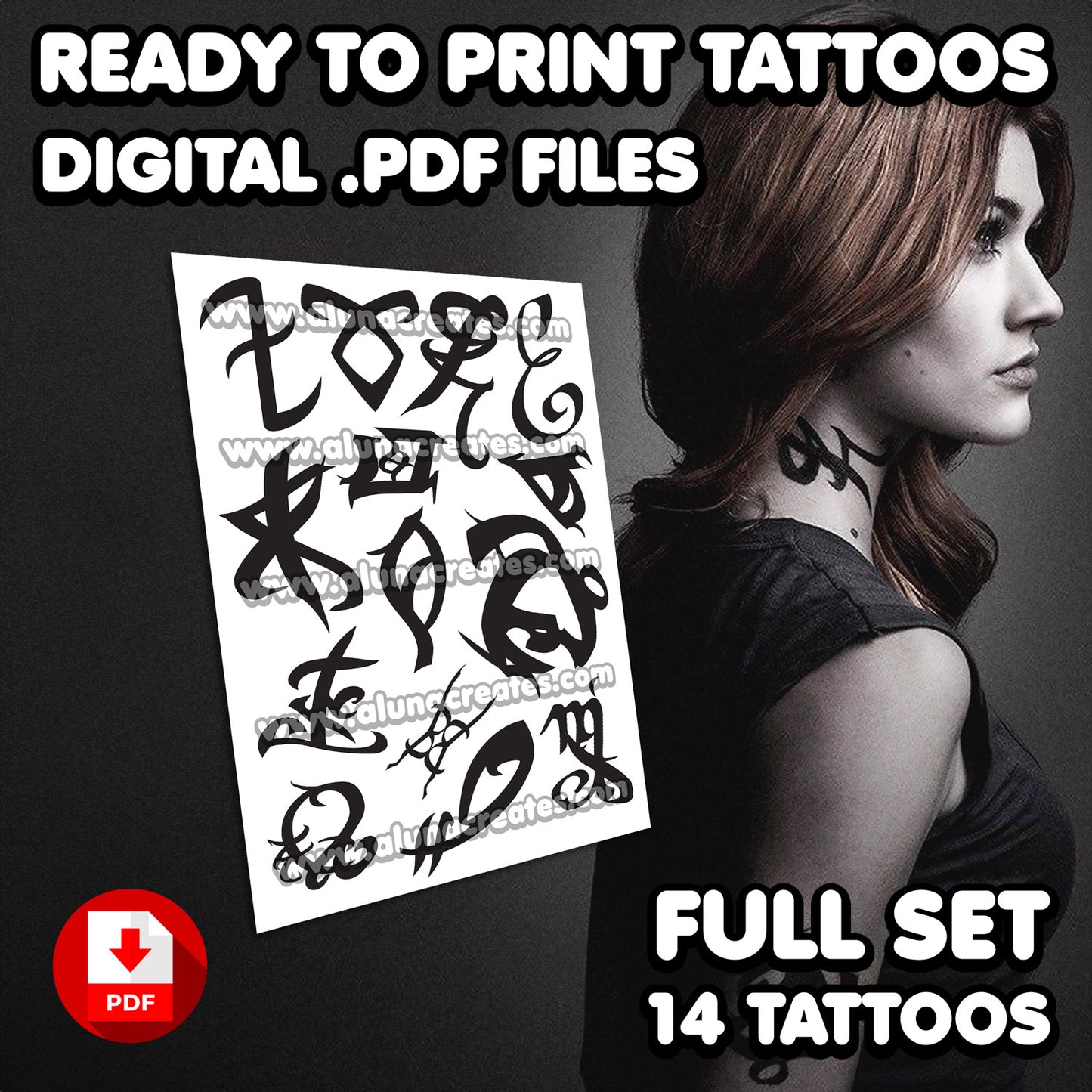 Clary Fray - Shadowhunters | READY TO PRINT .PDF TATTOOS | FULL SET - AlunaCreates