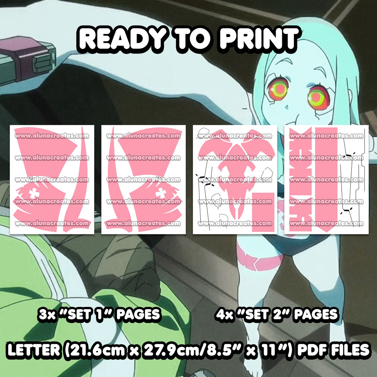 Rebecca - Cyberpunk: Edgerunners | READY TO PRINT .PDF TATTOOS | FULL SET - AlunaCreates