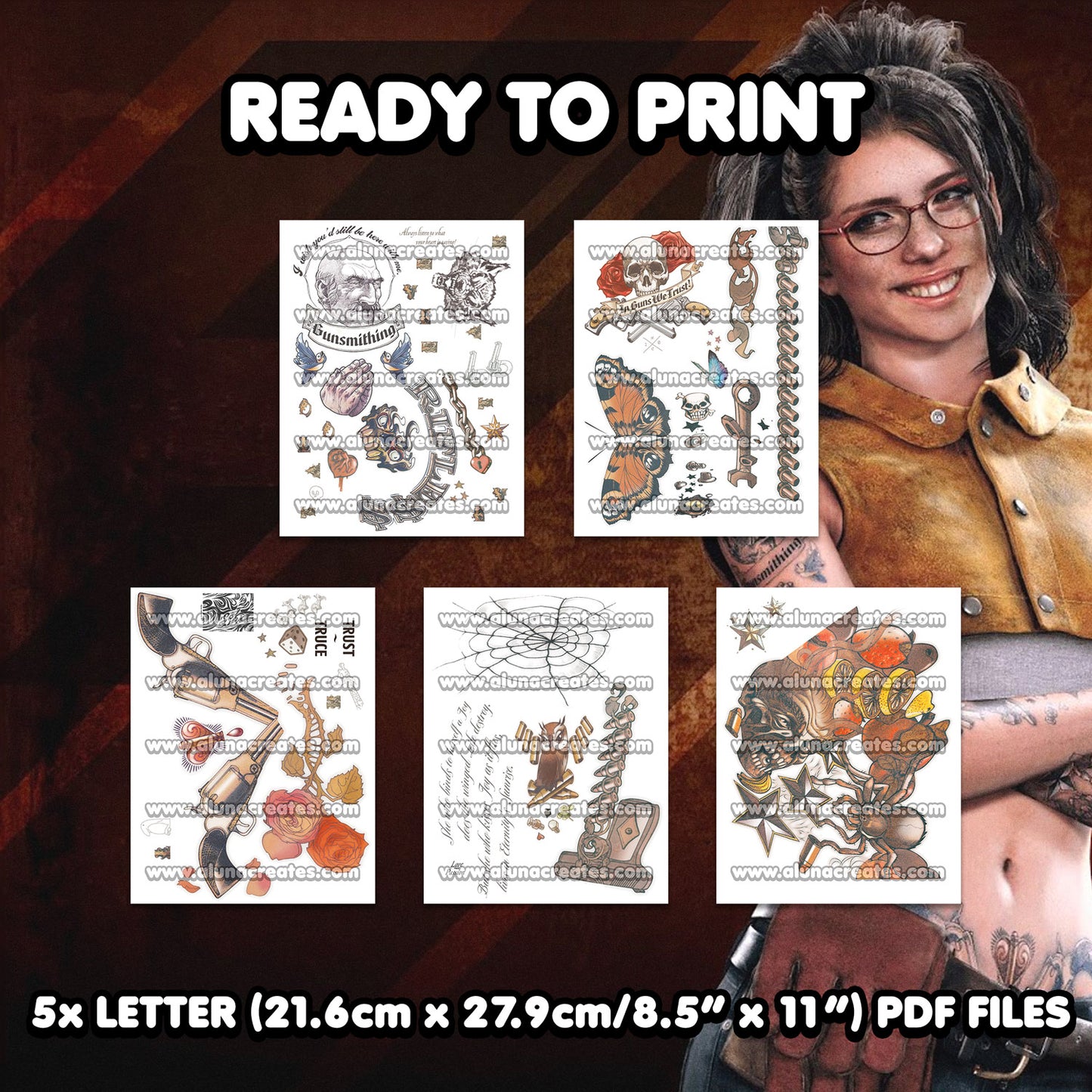 Nico Goldstein - Devil May Cry 5 | READY TO PRINT .PDF TATTOOS | FULL SET - AlunaCreates