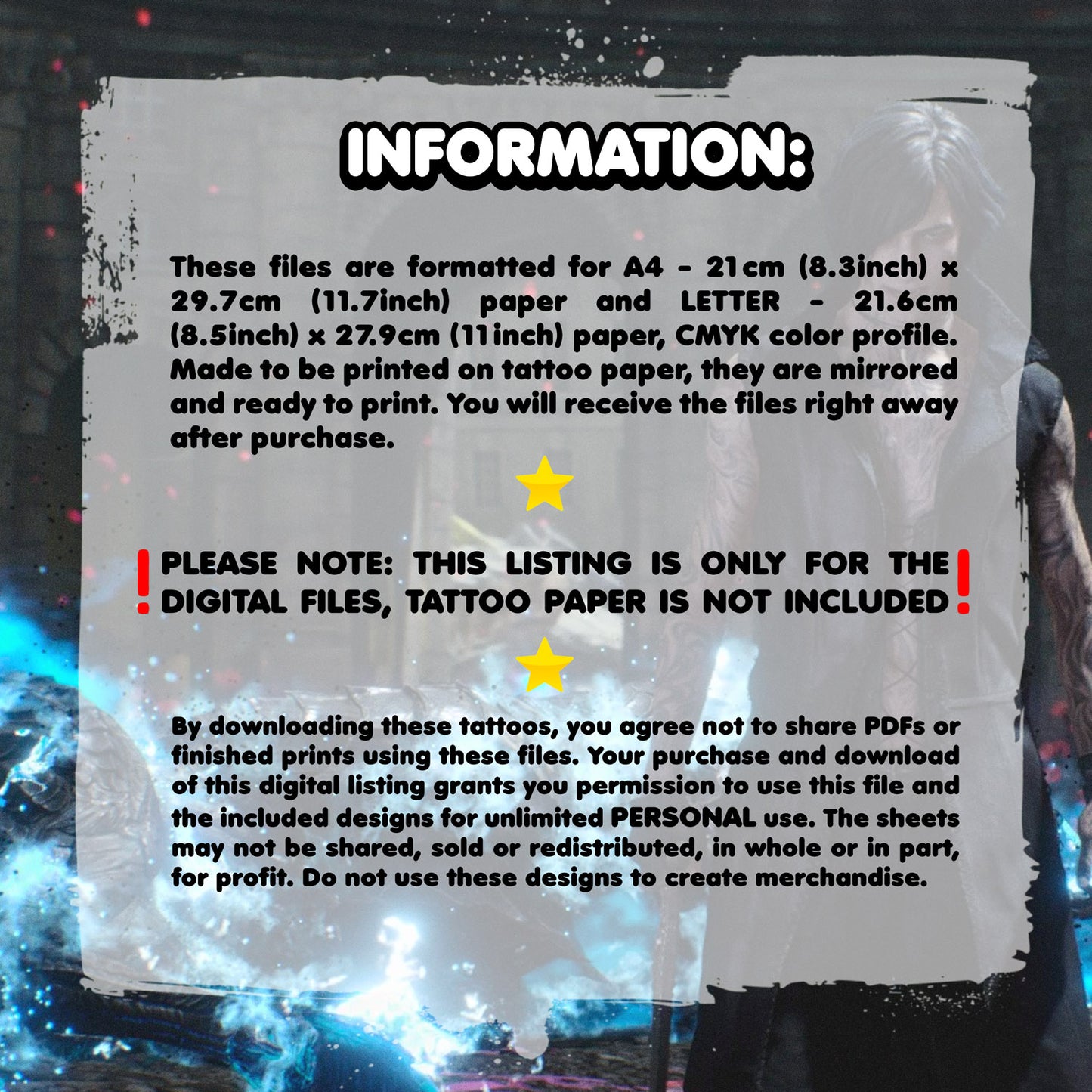 V - Devil May Cry 5 | READY TO PRINT .PDF TATTOOS | FULL SET - AlunaCreates
