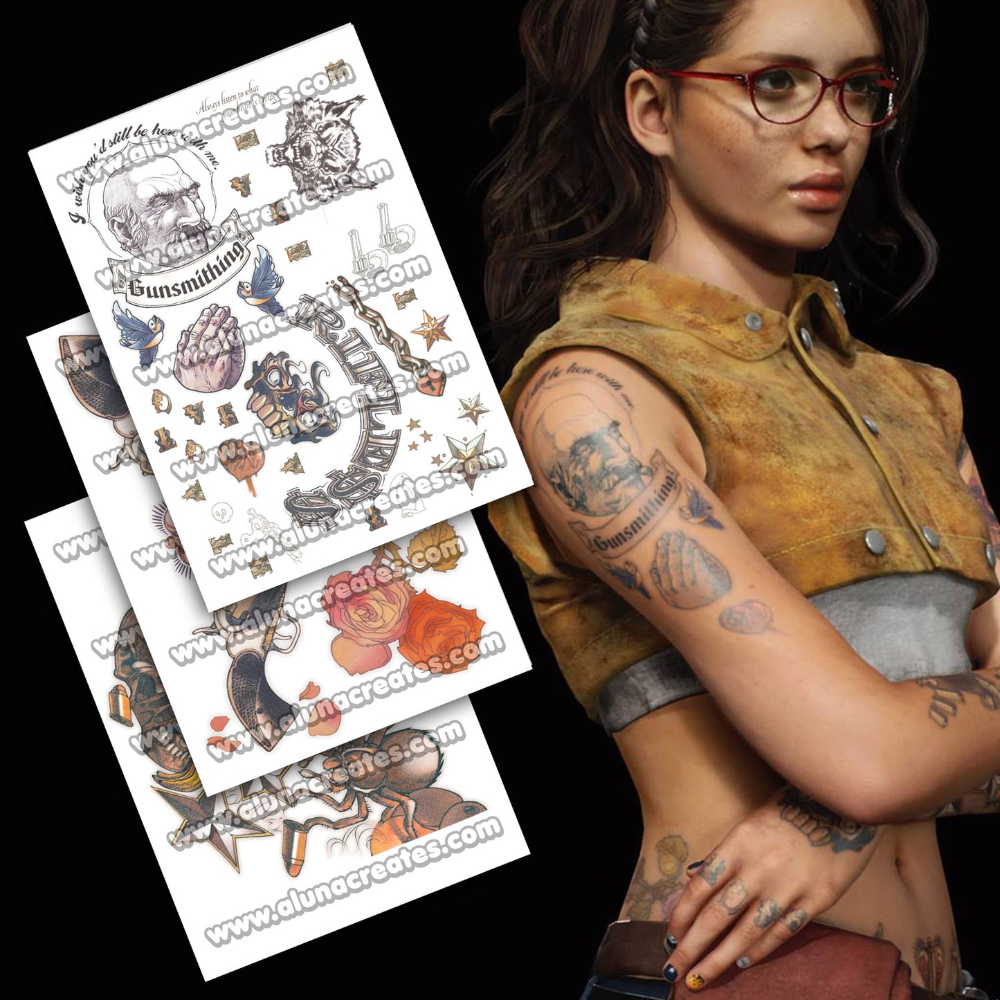 Nico Goldstein - Devil May Cry 5 | READY TO PRINT .PDF TATTOOS | FULL SET - AlunaCreates