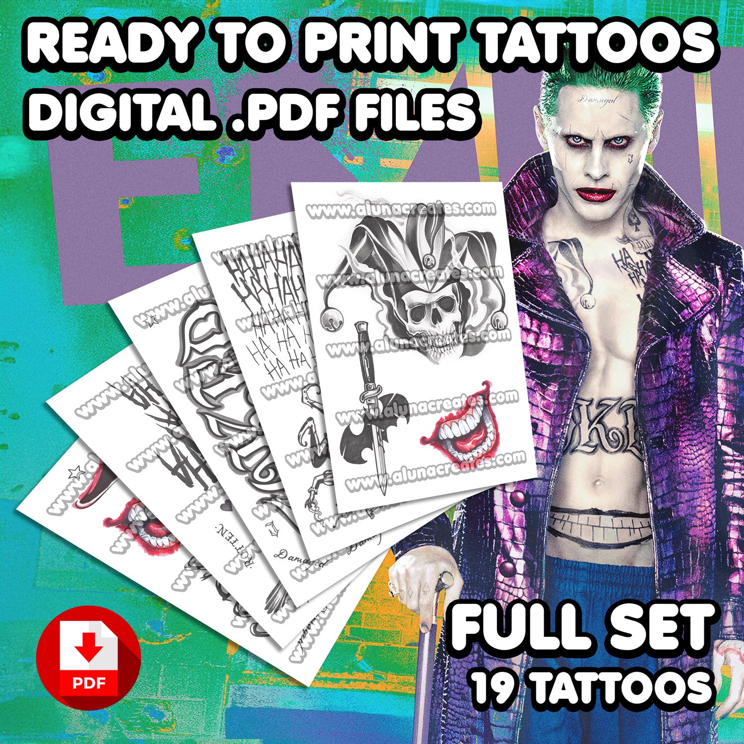 Full Body Joker Suicide Squad Tattoos