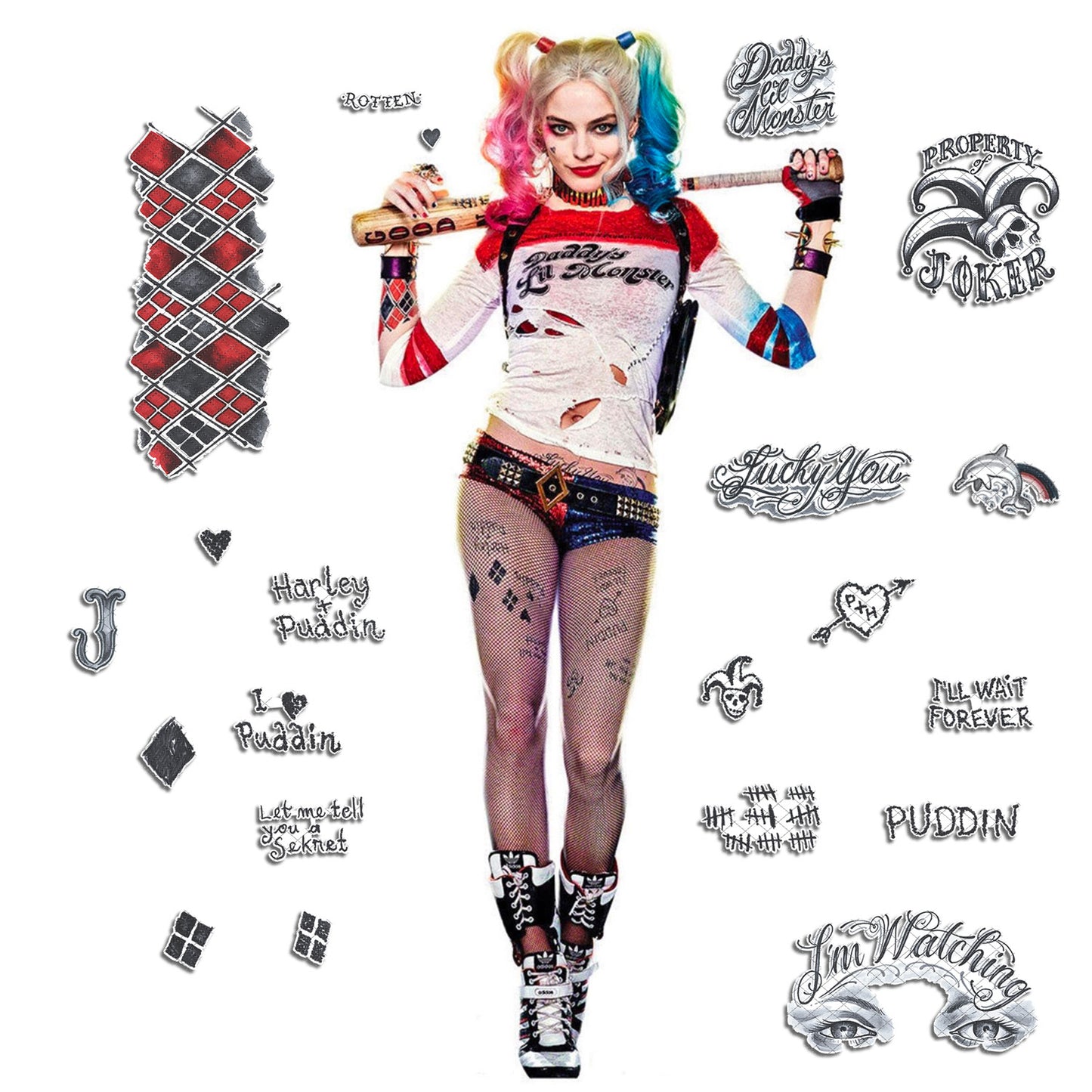 Harley Quinn (Classic) - Suicide Squad | READY TO PRINT .PDF TATTOOS | FULL SET - AlunaCreates