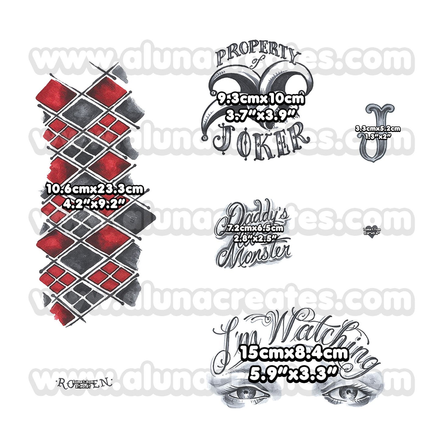 Harley Quinn (Club) - Suicide Squad | READY TO PRINT .PDF TATTOOS | FULL SET - AlunaCreates
