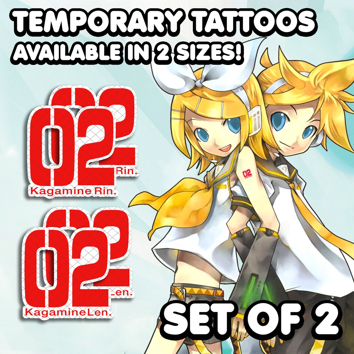Rin Kagamine / Len Kagamine | Tatuajes Temporales | JUEGO DE 2 - AlunaCreates