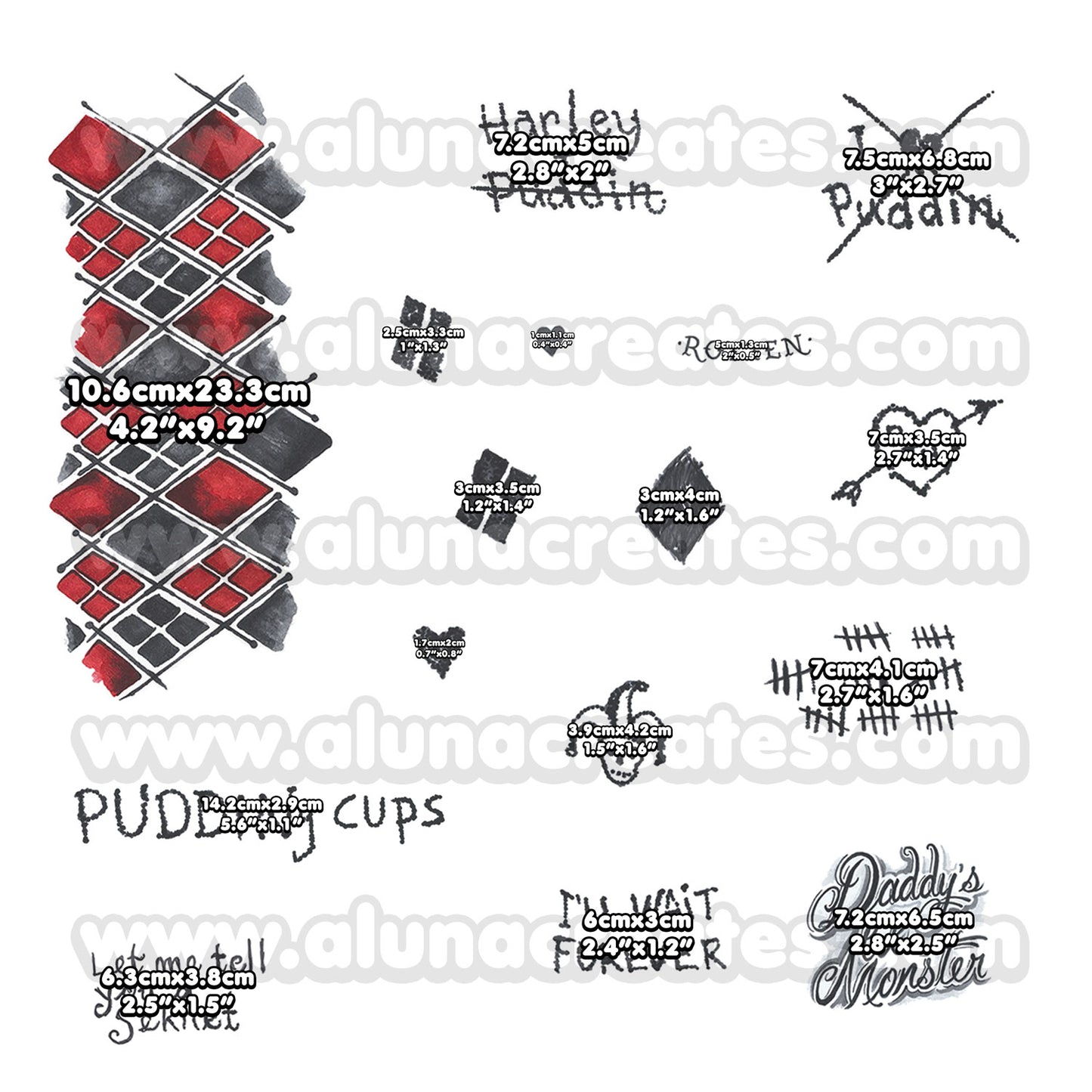 Harley Quinn - Birds of Prey | Temporary Tattoos | FULL SET - AlunaCreates
