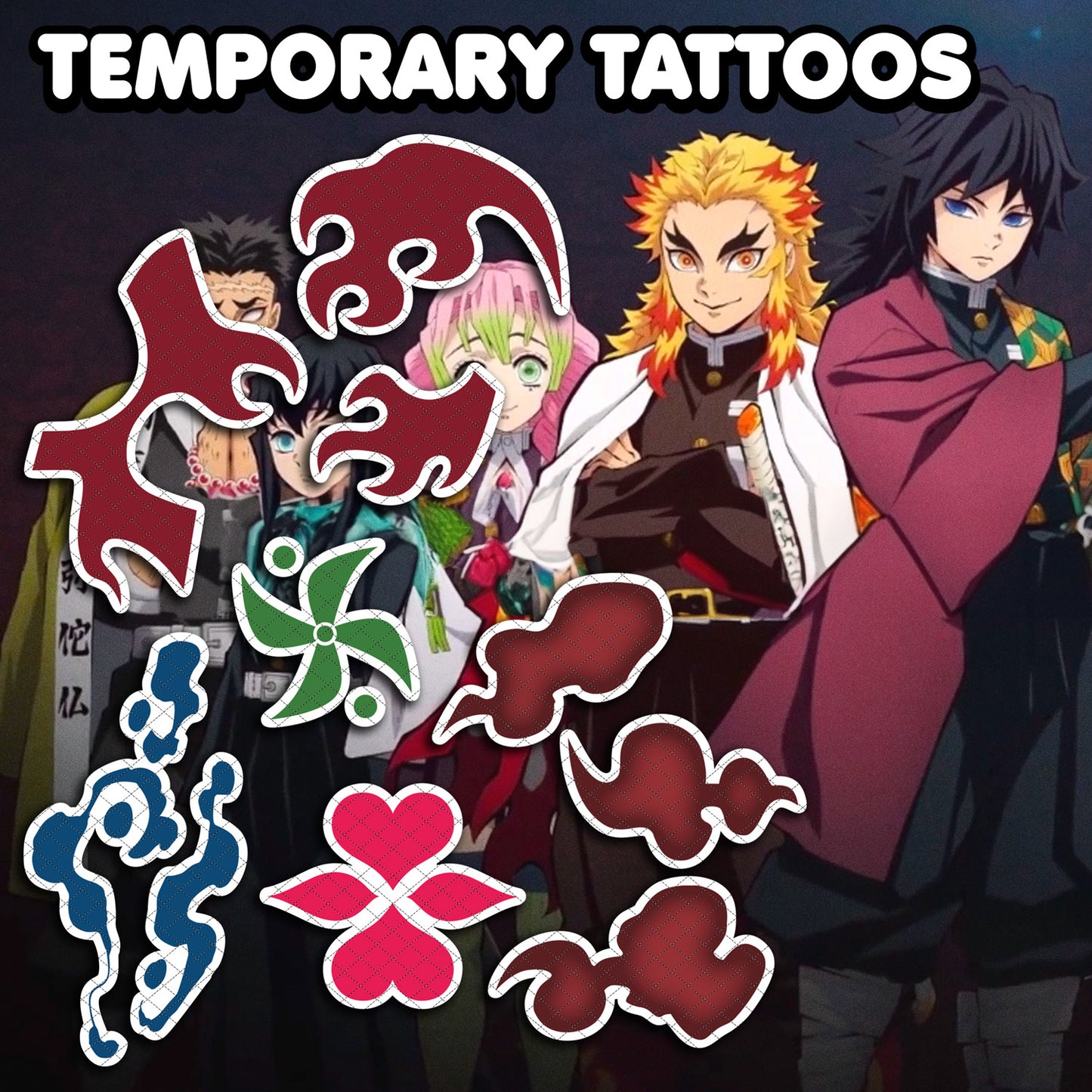 The Demon Slayer Mark - Demon Slayer | Temporary Tattoos | AlunaCreates