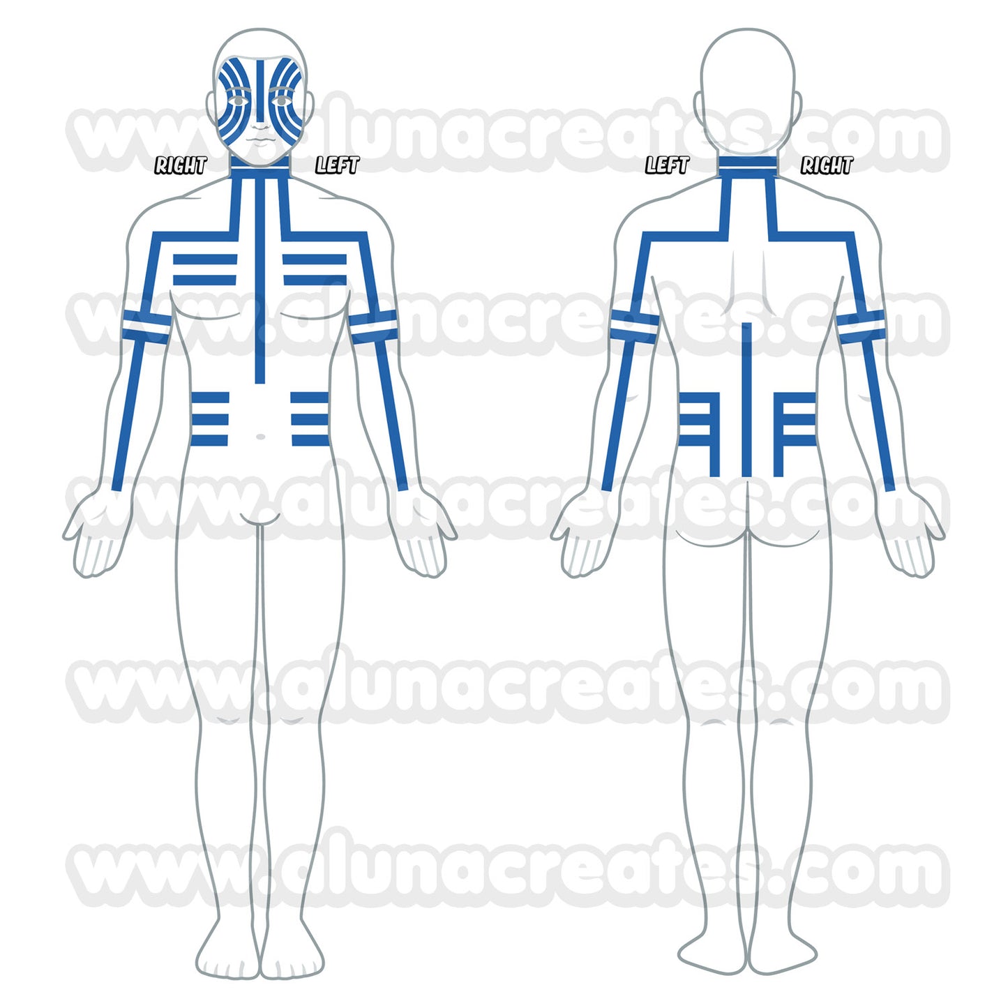 Akaza - Demon Slayer | Temporary Tattoos | FRONT & BACK - AlunaCreates