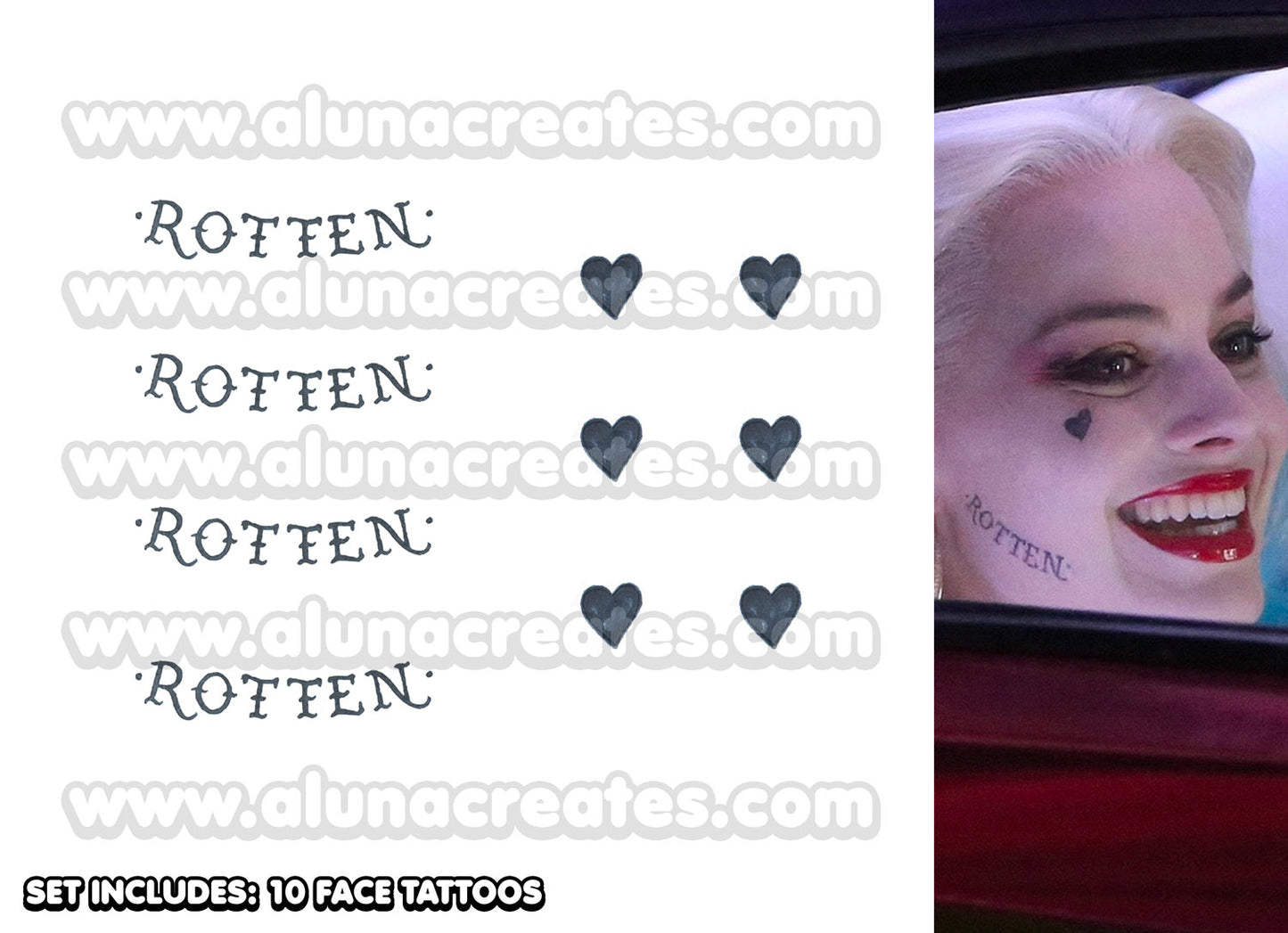 Harley Quinn - Suicide Squad | Temporary Tattoos | 8 TATTOOS - AlunaCreates