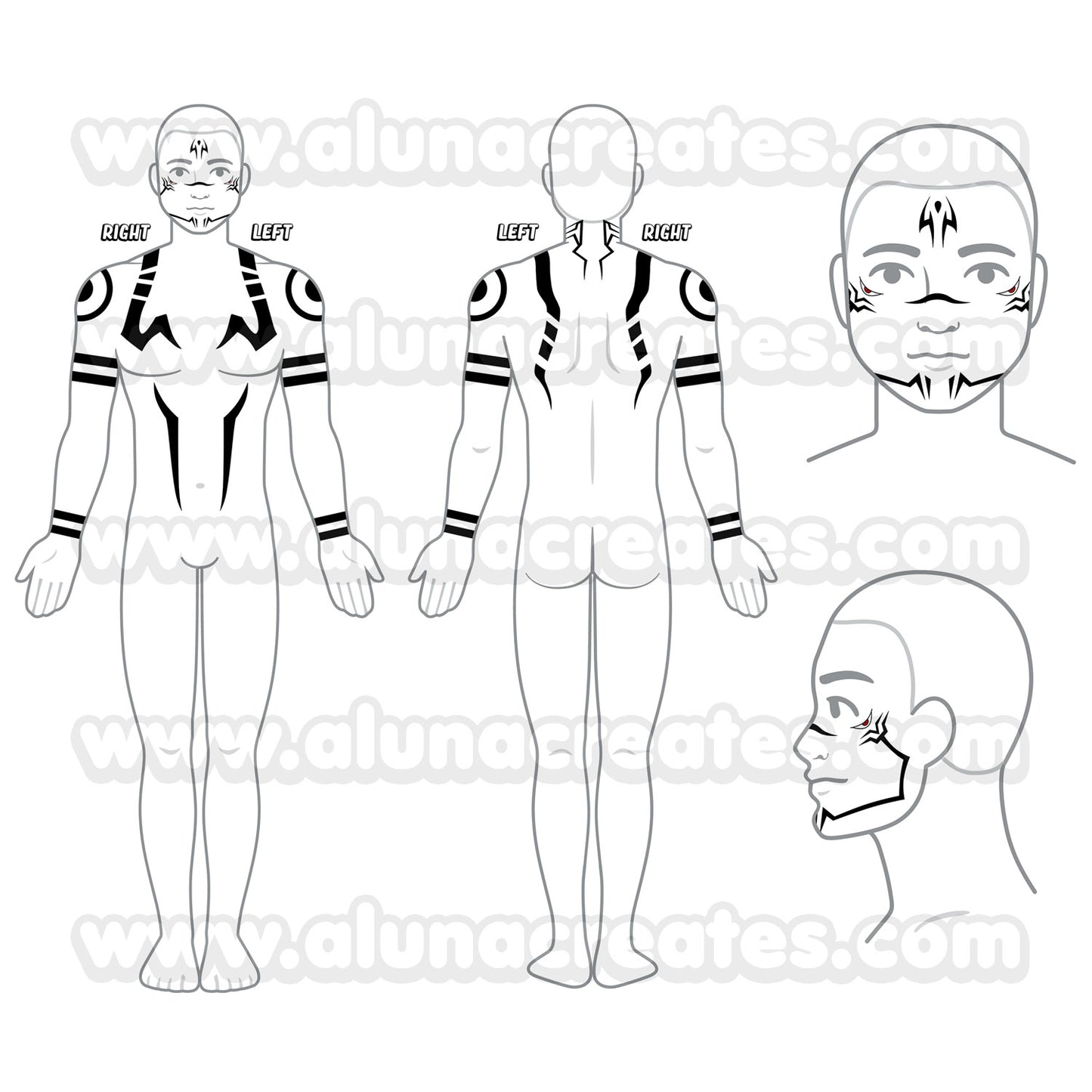 Sukuna | Tatouages temporaires | ENSEMBLE COMPLET - AlunaCreates