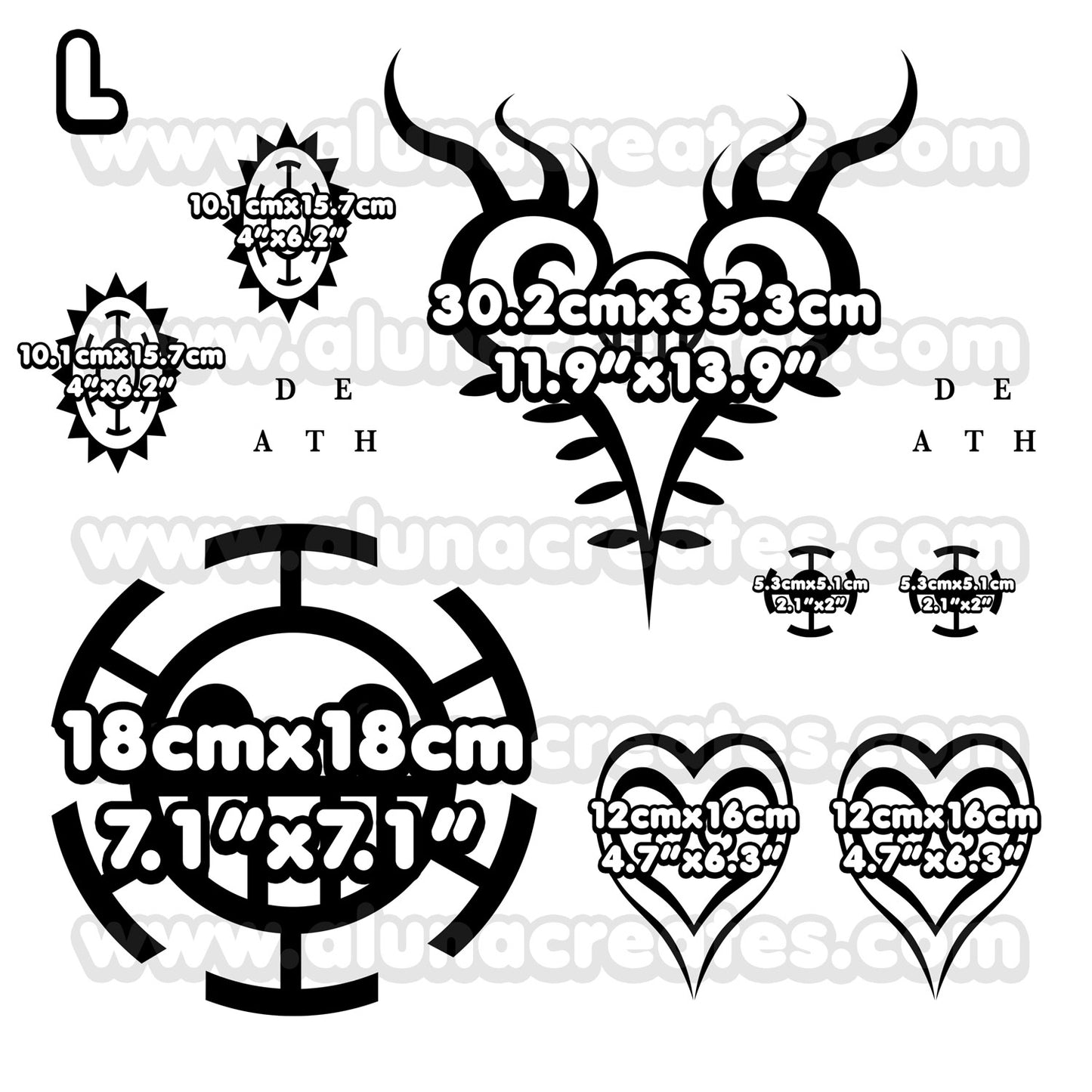 Trafalgar D. Ley de Aguas | Tatuajes Temporales | SET COMPLETO - AlunaCreates