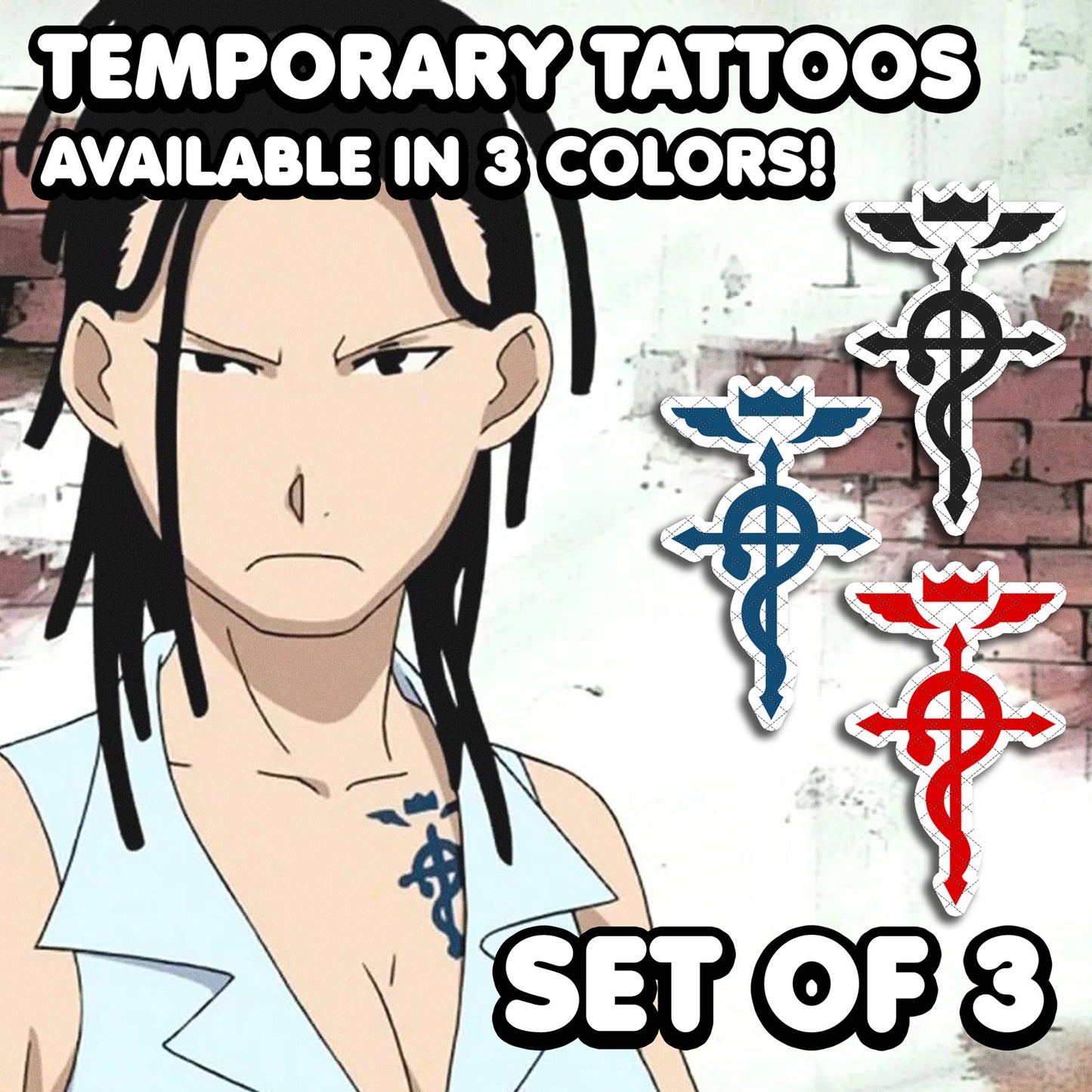 Izumi Curtis - Fullmetal Alchemist | Temporary Tattoos | SET OF 3 - AlunaCreates