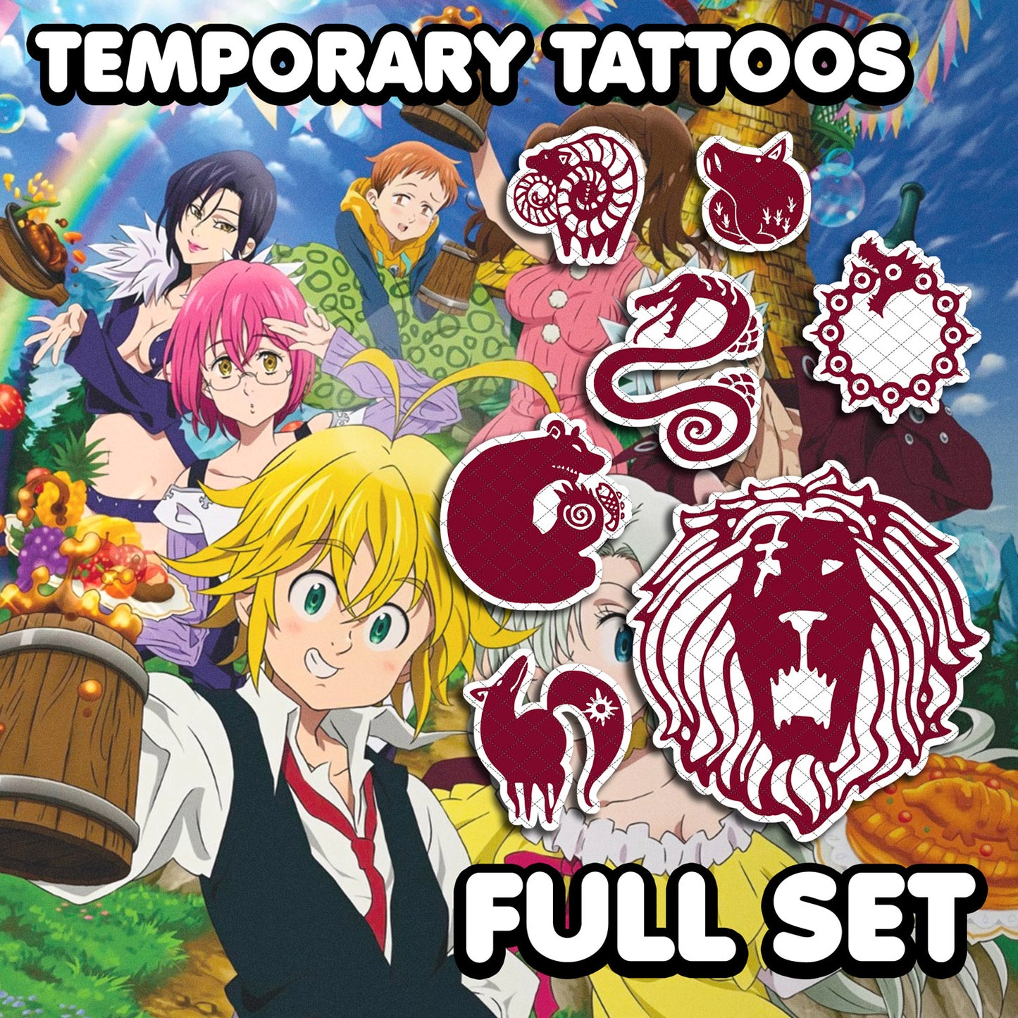 7 Deadly Sins | Temporary Tattoos | FULL SET - AlunaCreates