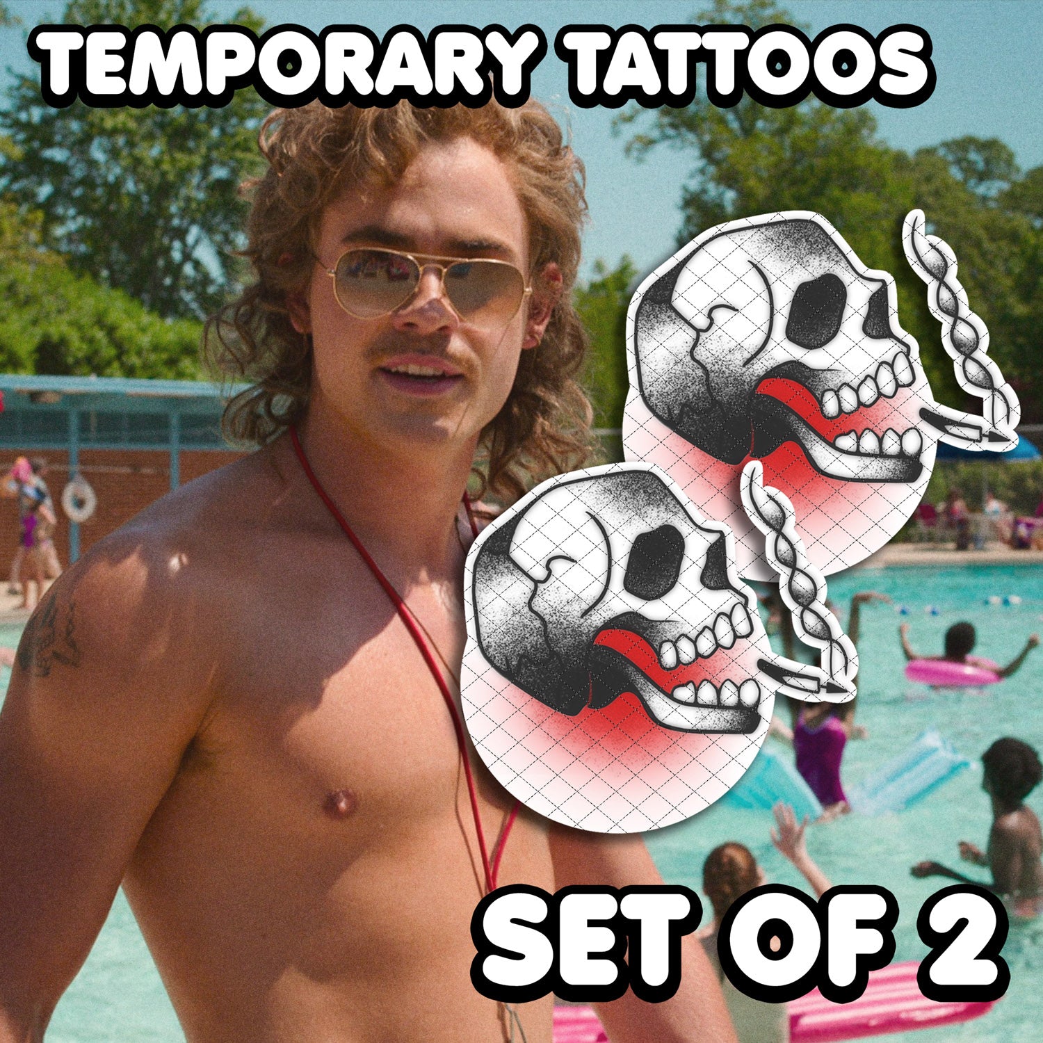 Billy Hargrove Stranger Things Temporary Tattoos SET OF 2 Alun