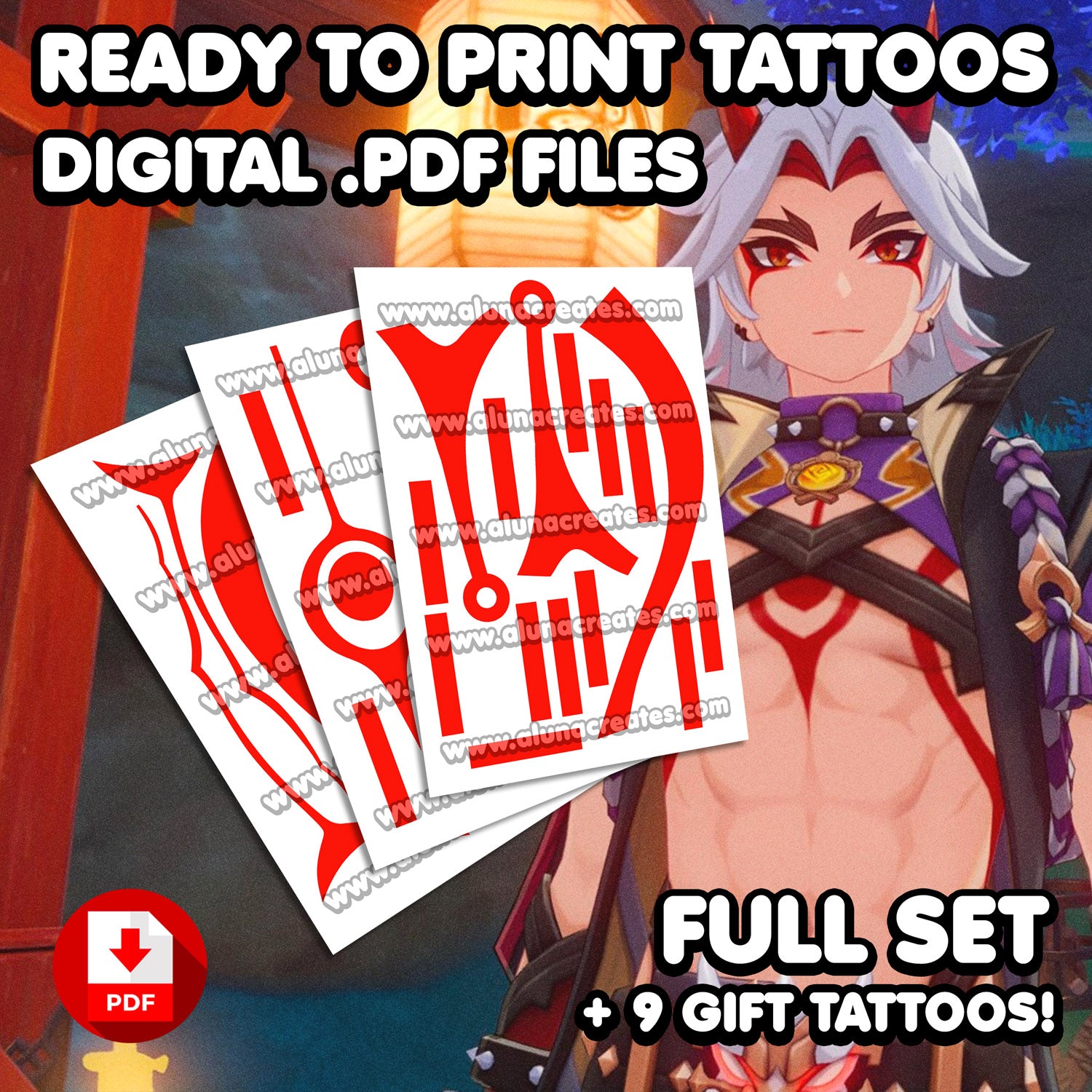 Arataki Itto - Genshin Impact | READY TO PRINT .PDF TATTOOS | FULL SET ...