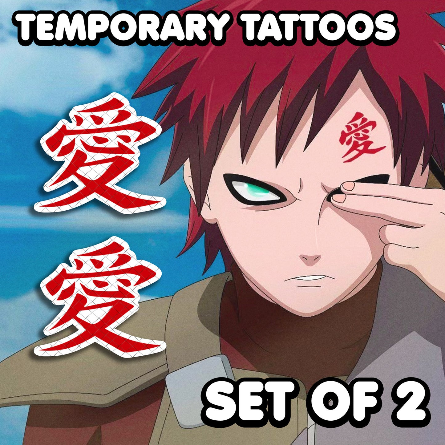 Gaara - Naruto | Temporary Tattoos | SET OF 2 - AlunaCreates