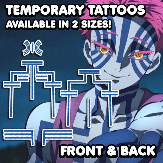 Akaza - Demon Slayer | Temporary Tattoos | FRONT & BACK - AlunaCreates