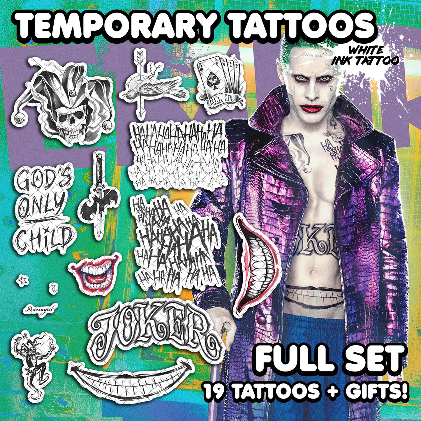 Le Joker | Tatouages temporaires | ENSEMBLE COMPLET - AlunaCreates