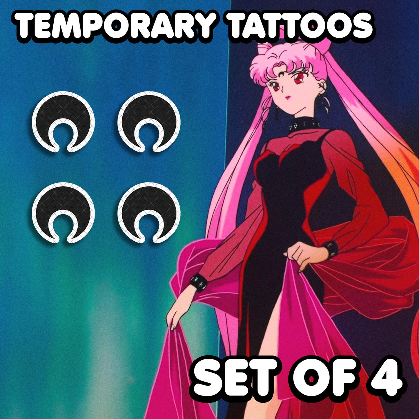 Black Lady - Sailor Moon | Temporary Tattoos | SET OF 4 - AlunaCreates