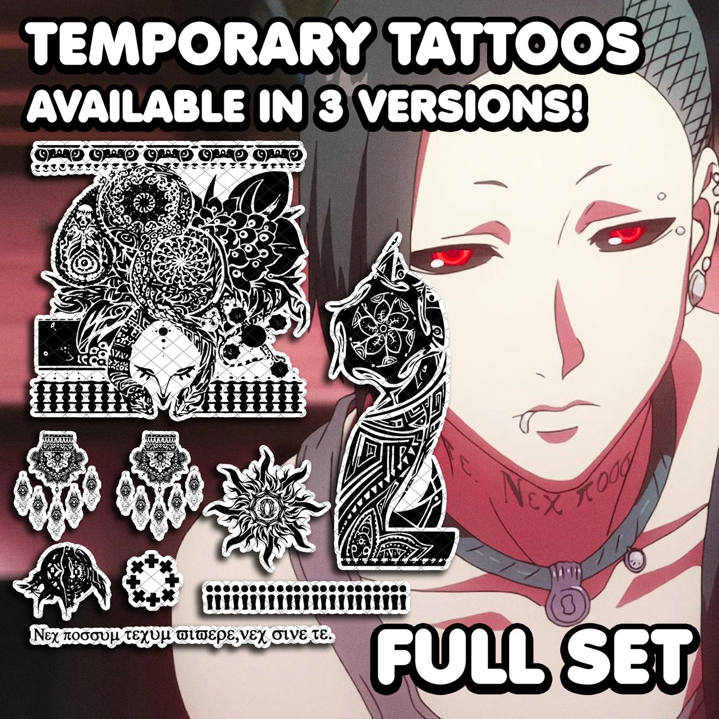 Uta - Tokyo Ghoul | Temporary Tattoos | FULL SET - AlunaCreates
