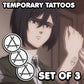 Mikasa Ackerman - Attack on Titan | Temporary Tattoos | SET OF 3 - AlunaCreates