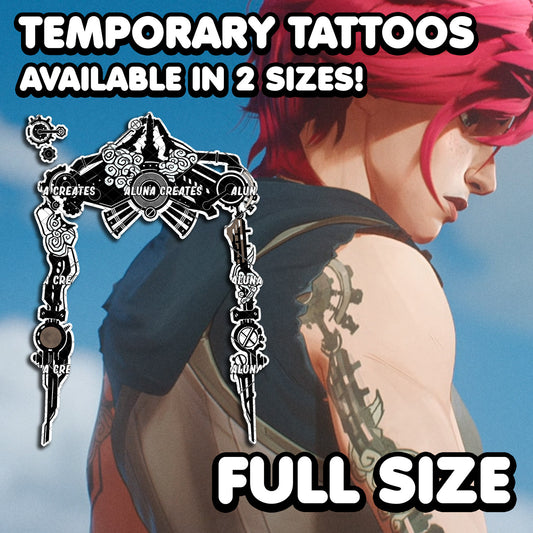 Vi - Arcane | Temporary Tattoos | FULL BACK - AlunaCreates