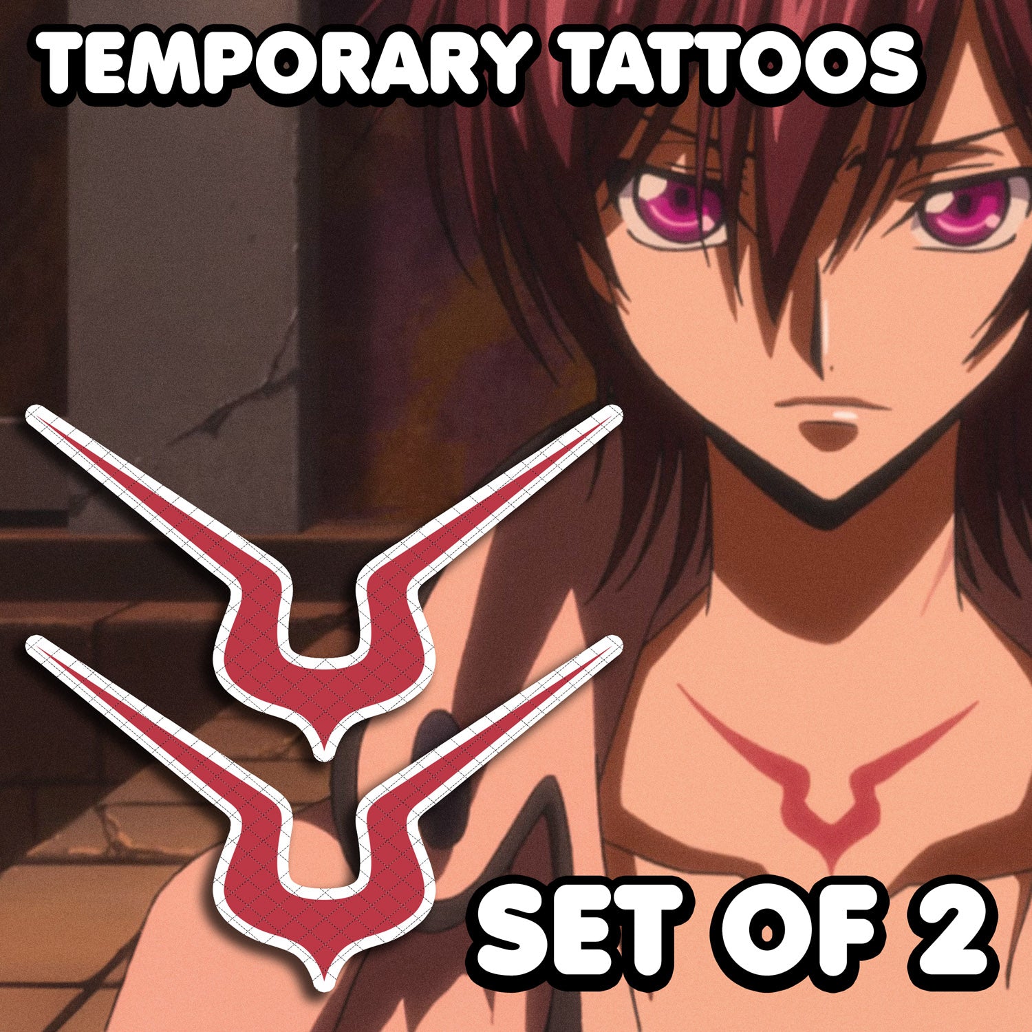 Code Geass Tattoos Lelouch Lamperouge - Code Geass | Temporary Tattoos | SET OF 2 - Aluna ...