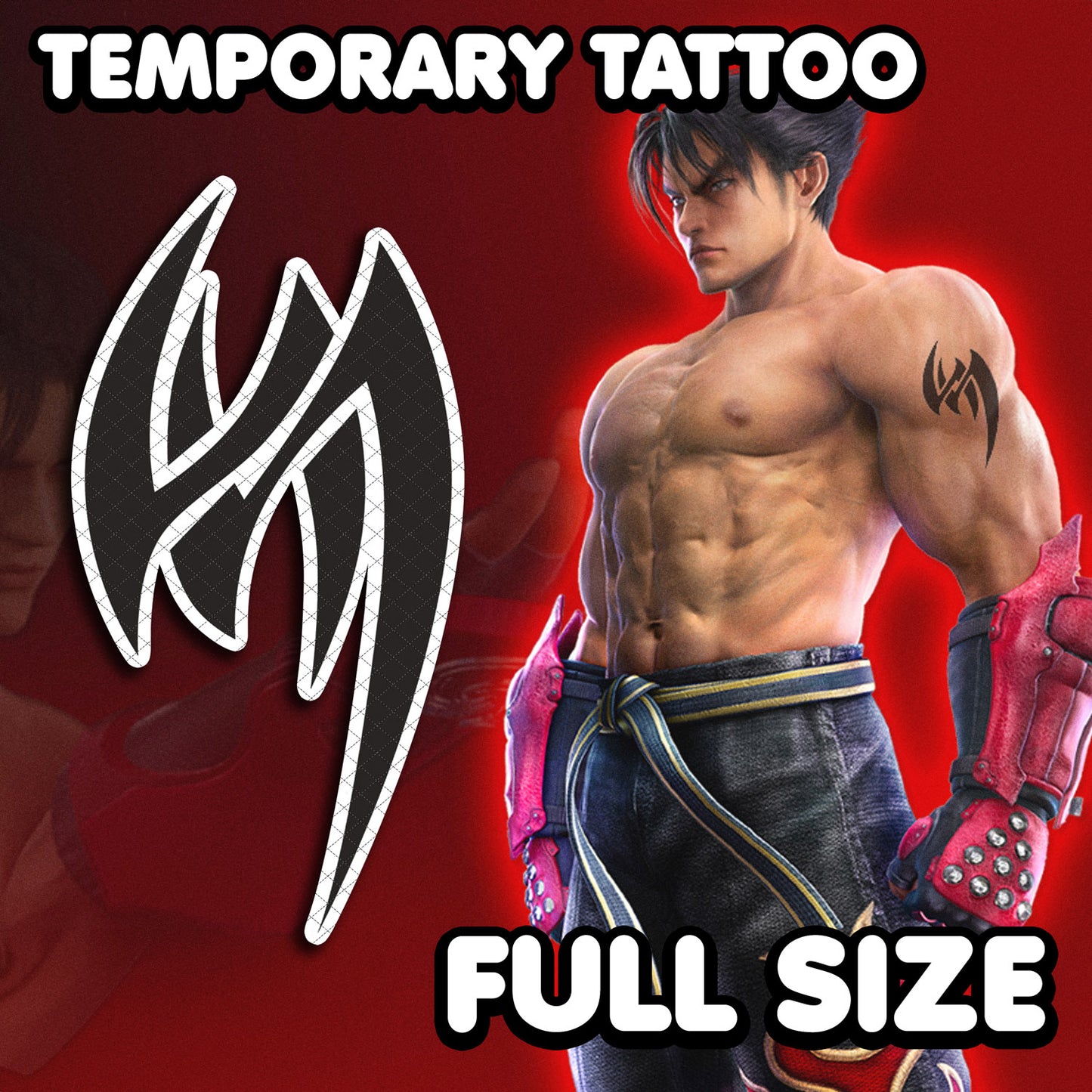 Jin Kazama - Tekken | Temporary Tattoo | AlunaCreates