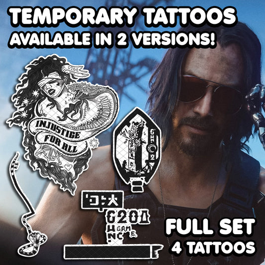 Johnny Silverhand - Cyberpunk 2077 | Temporary Tattoos | FULL SET - AlunaCreates