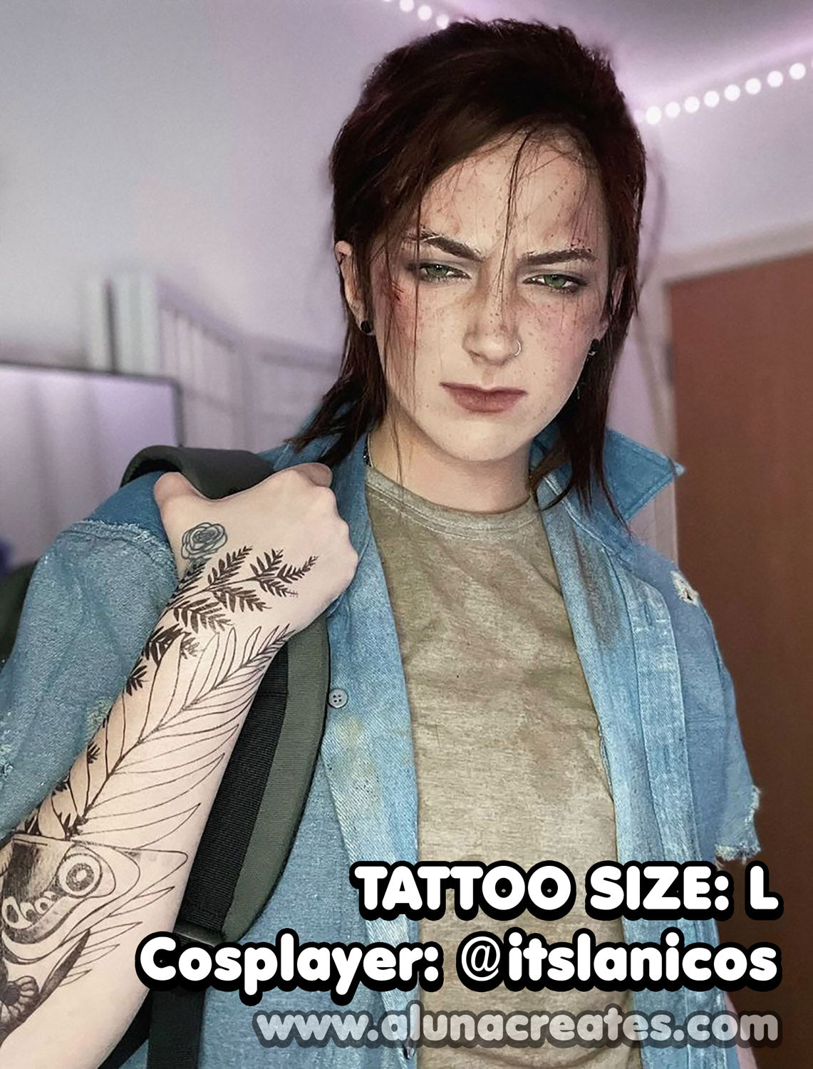 Ellie | tymczasowy tatuaż | PEŁNY ROZMIAR - AlunaCreates