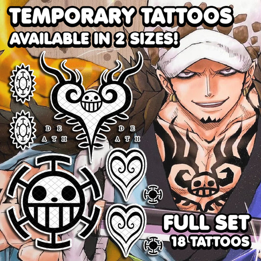 Trafalgar D. Water Law - One Piece | Temporary Tattoos | FULL SET - AlunaCreates